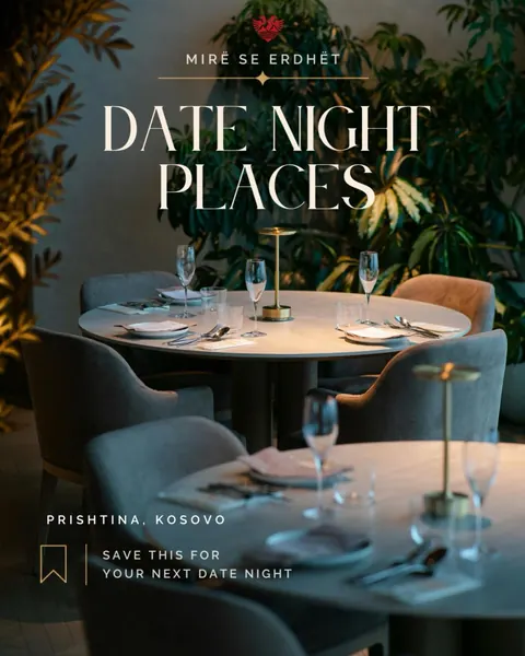 Mirë se erdhët Instagram post: Date night places in Prishtina, carousel cover